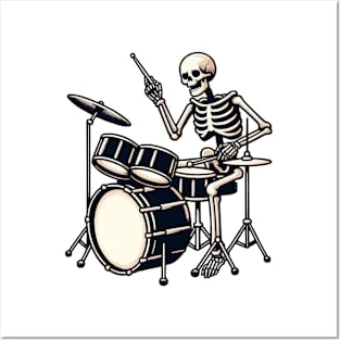 Drummer Skeleton Posters and Art